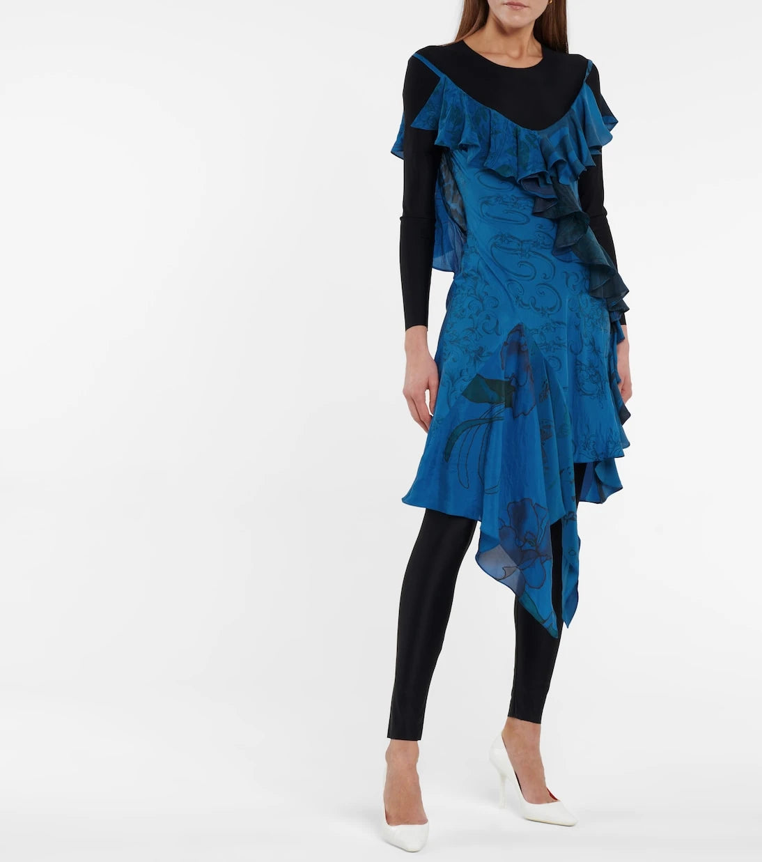 Marine Serre - Printed silk and stretch-jersey dress