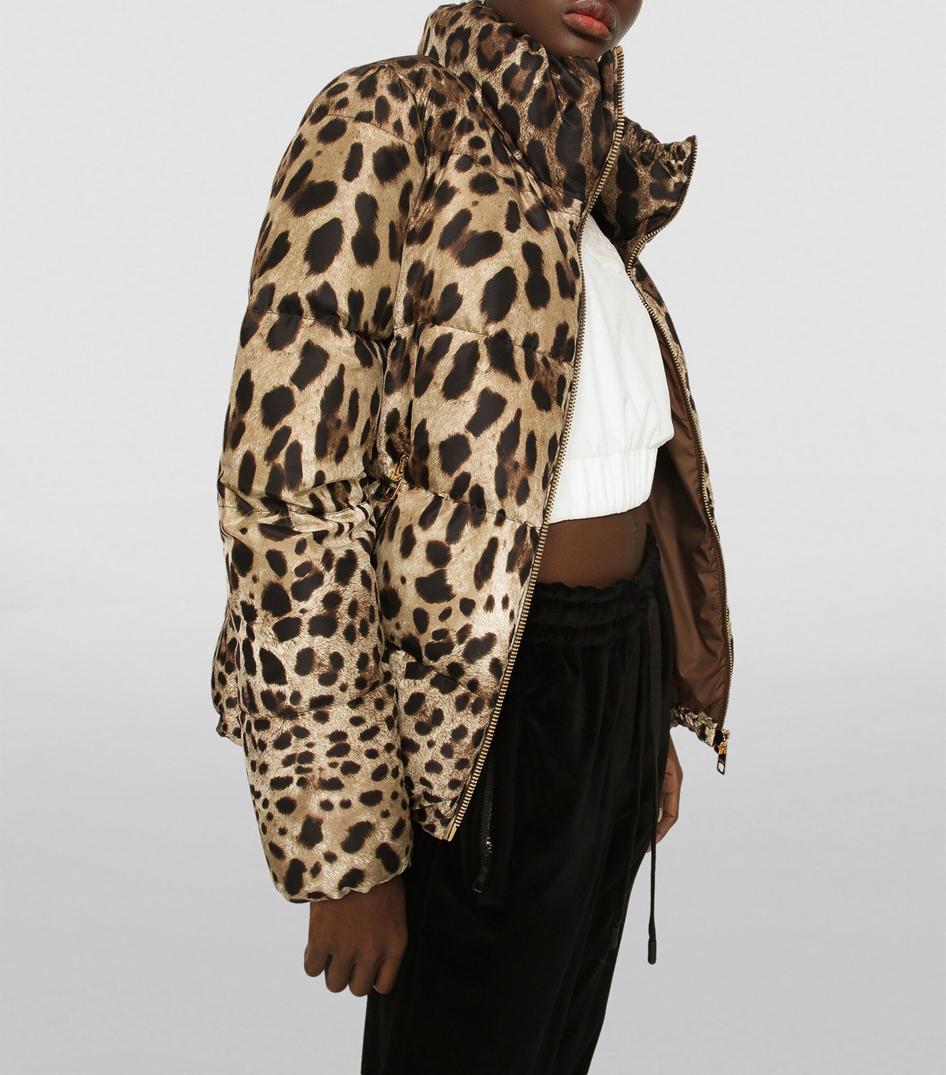 Multi Leopard Print Puffer Jacket