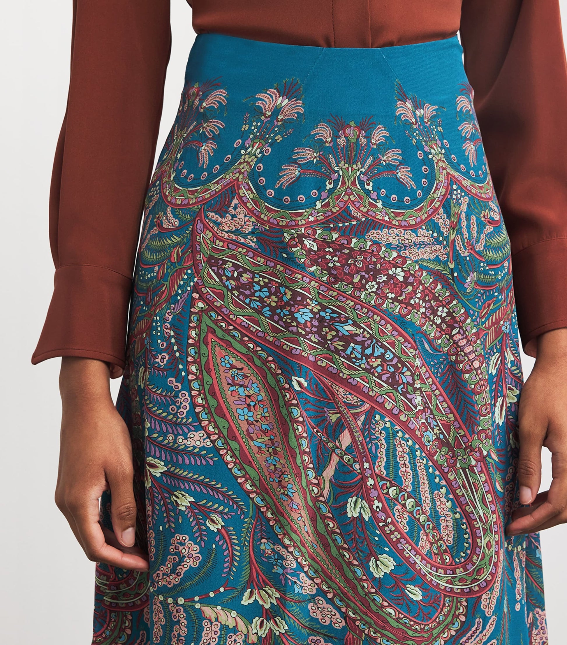 Etro Multi Silk Paisley Maxi Skirt