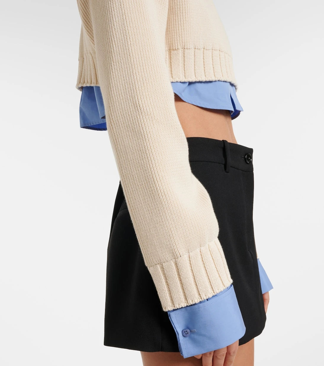 Balenciaga - Striped cropped cotton sweater