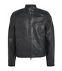 Polo Ralph Lauren Black Calf Leather Solid Racing Jacket