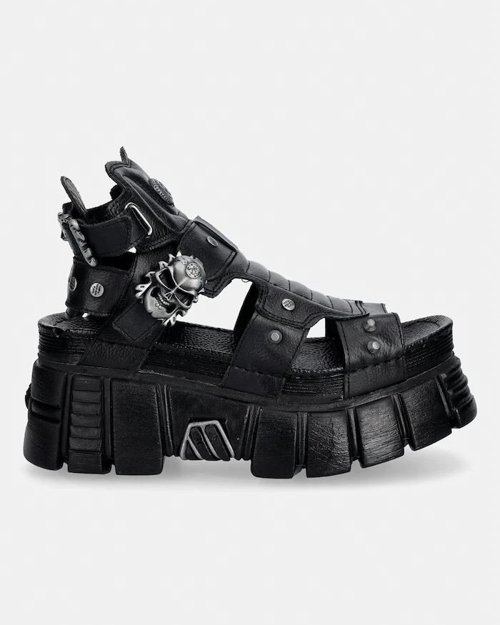 New Rock сандали дамски от кожа LUXOR NEGRO,TOWER NEGRO + LATERAL + ENT.