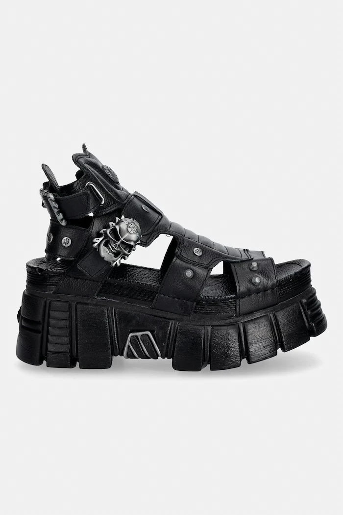 New Rock kadın deri sandalet LUXOR NEGRO,TOWER NEGRO + LATERAL + ENT.