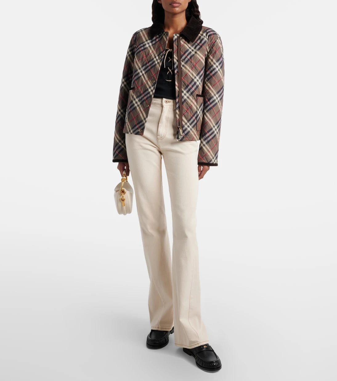 Burberry - İşlemeli İspanyol paça kot pantolon