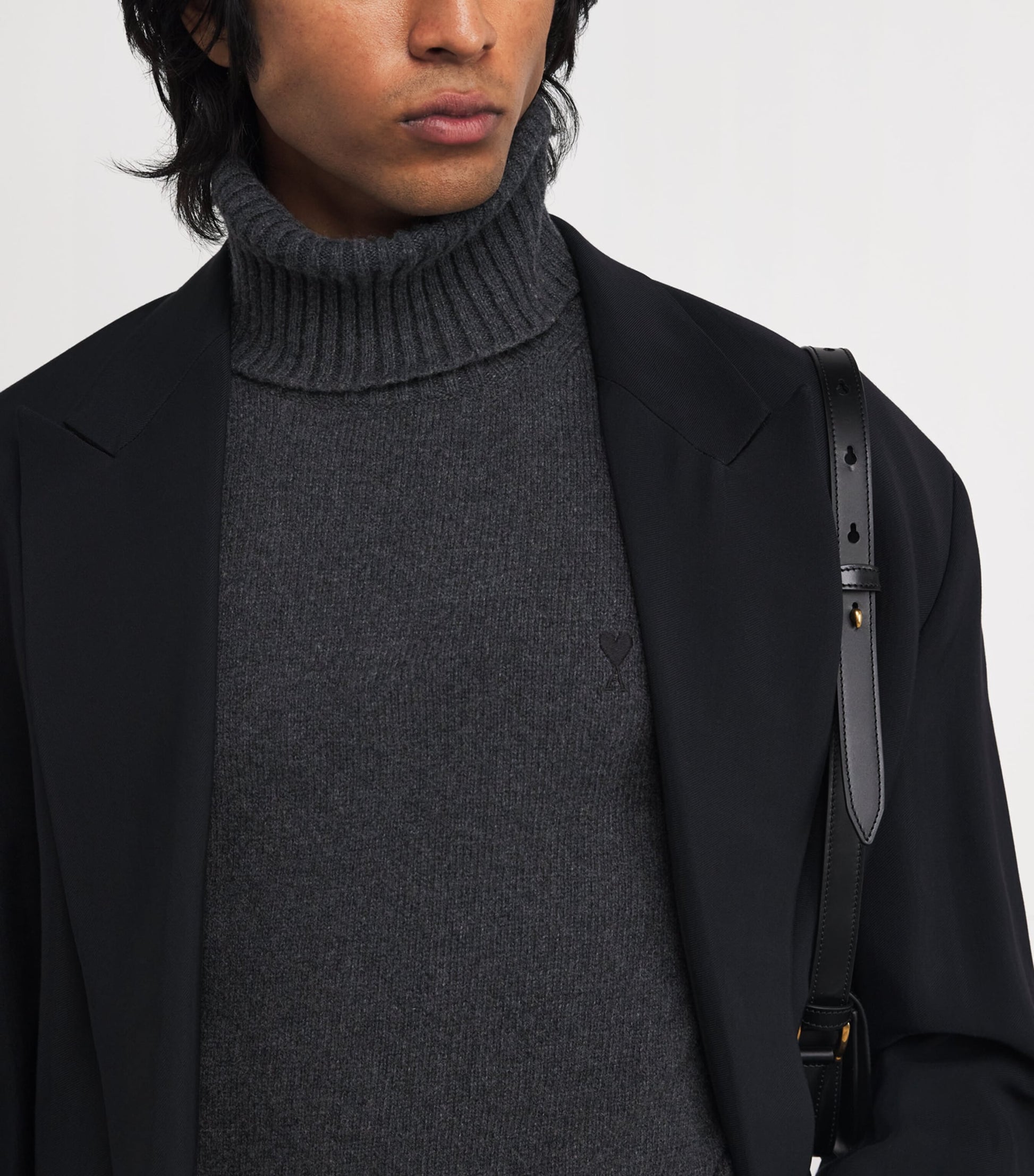 Black Cashmere-Wool Ami de Coeur Rollneck Sweater