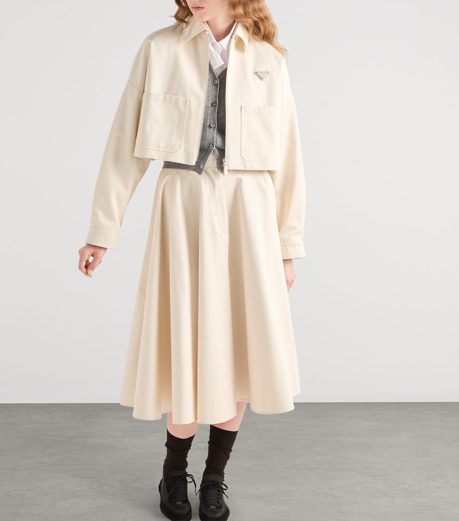 Neutral Chino Cropped Shirt Jacket