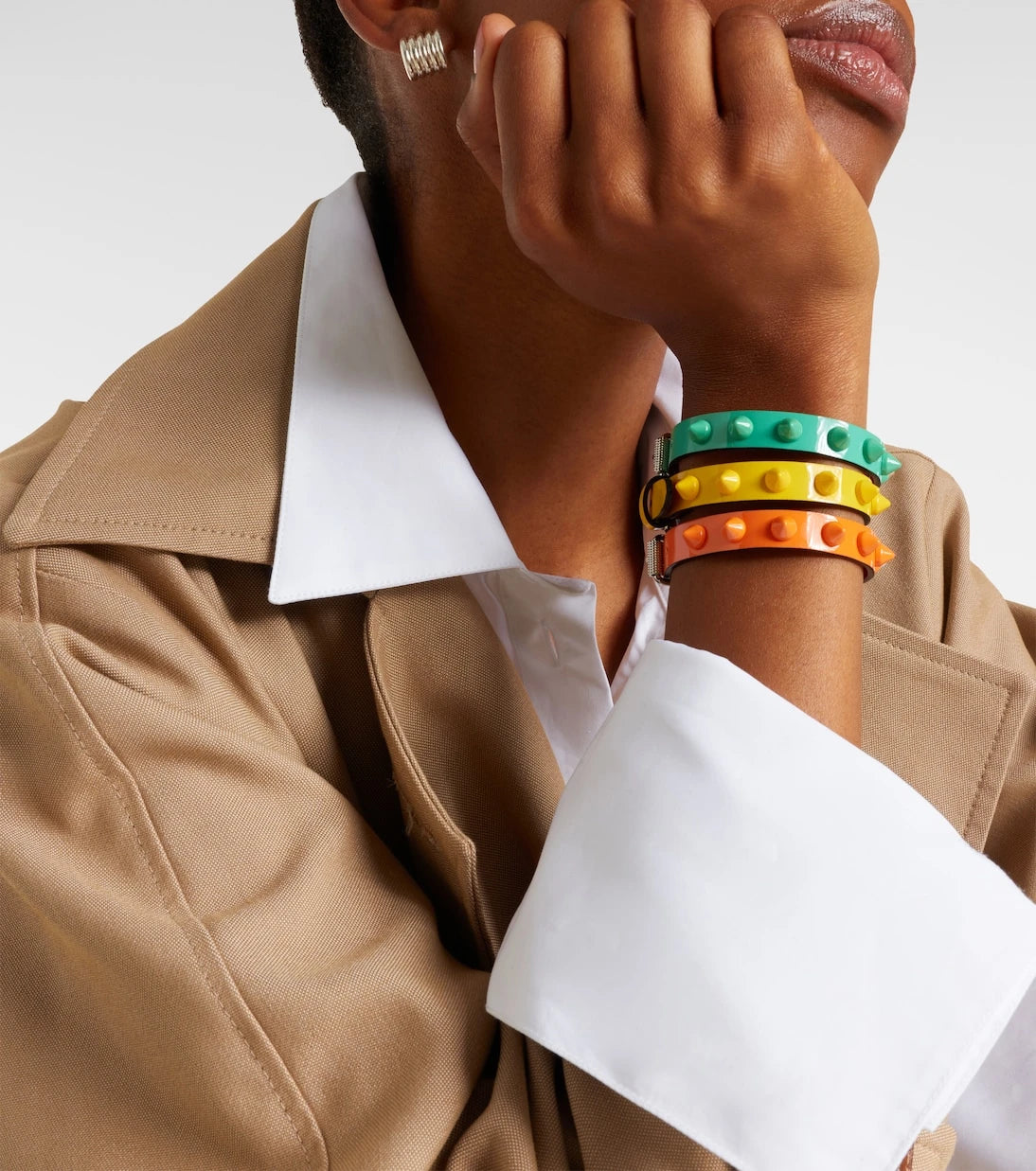 Christian Louboutin - Loubilink embellished leather bracelet