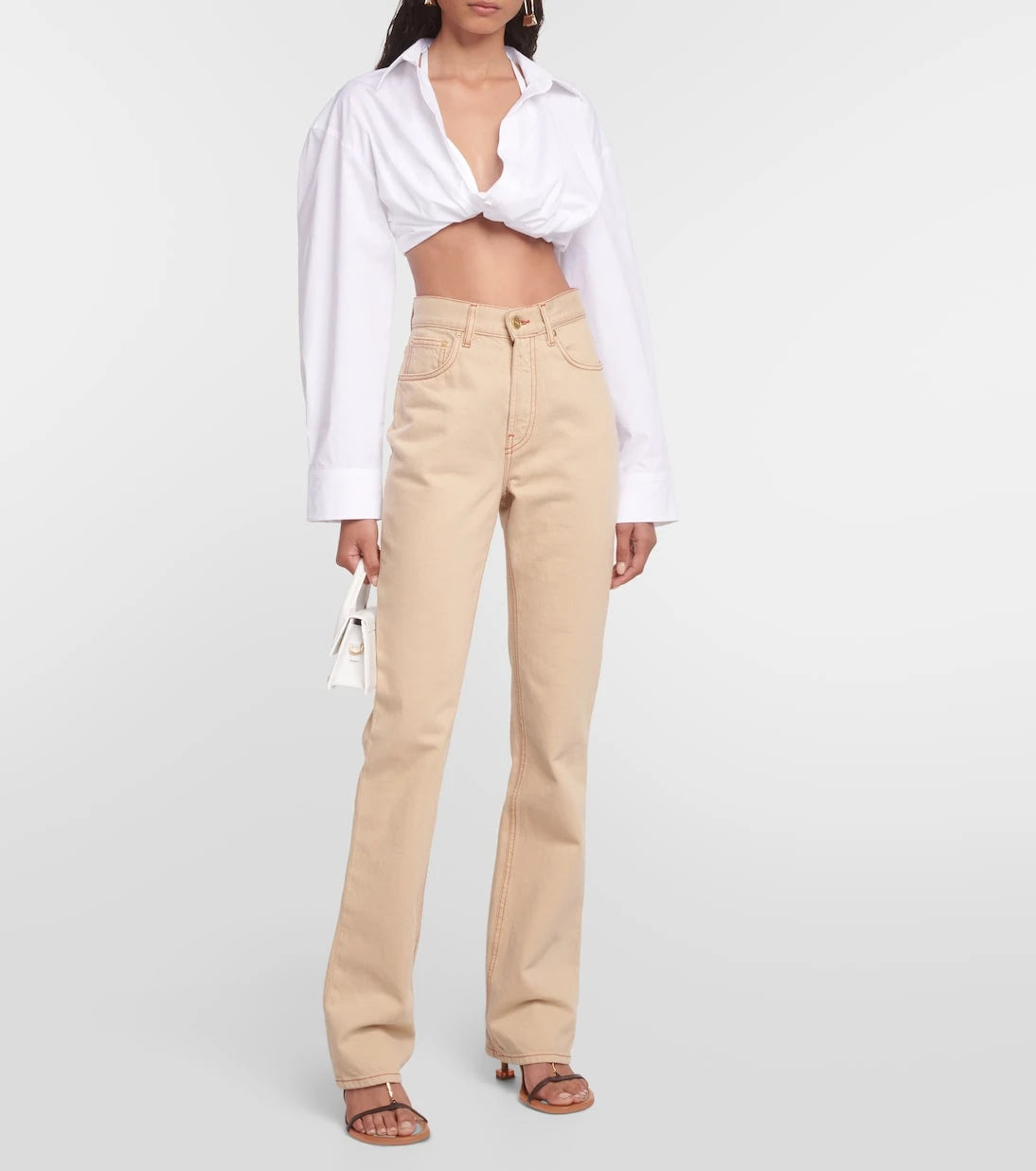 Jacquemus - بلوزة La Chemise Bahia القصيرة من مزيج القطن