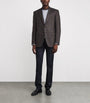 Canali Brown Wool Check Jacquard Blazer
