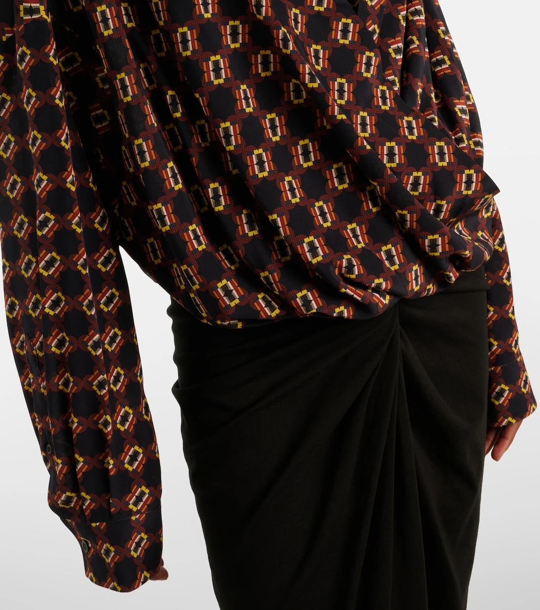 Dries Van Noten - Draped printed silk top