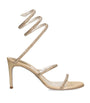 René Caovilla Beige Satin Embellished Cleo Sandals 80
