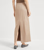 Brunello Cucinelli Brown Satin Maxi Skirt