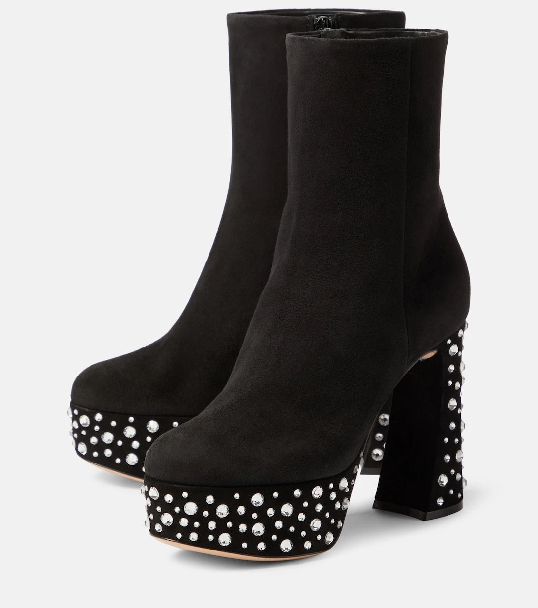 Gianvito Rossi - Crystal Holly suede platform ankle boots