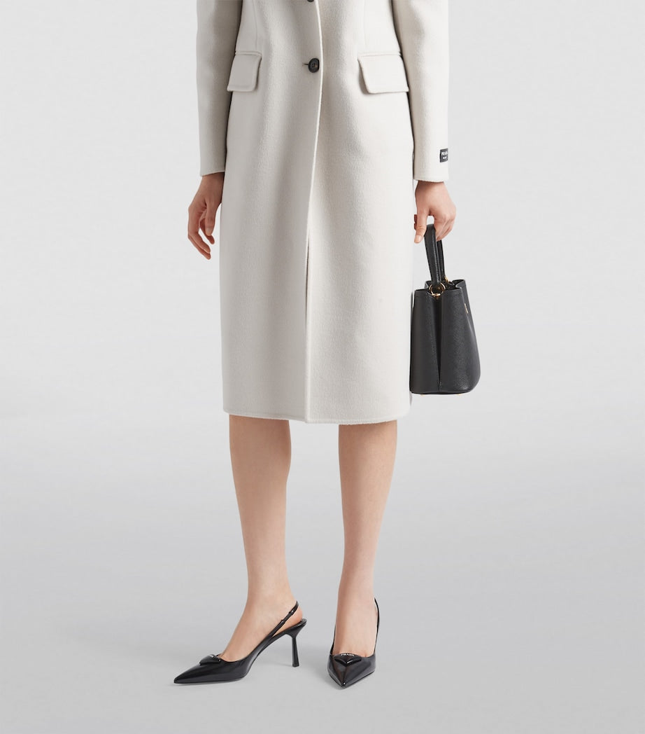 Prada Black Brushed Leather Slingback Pumps 75