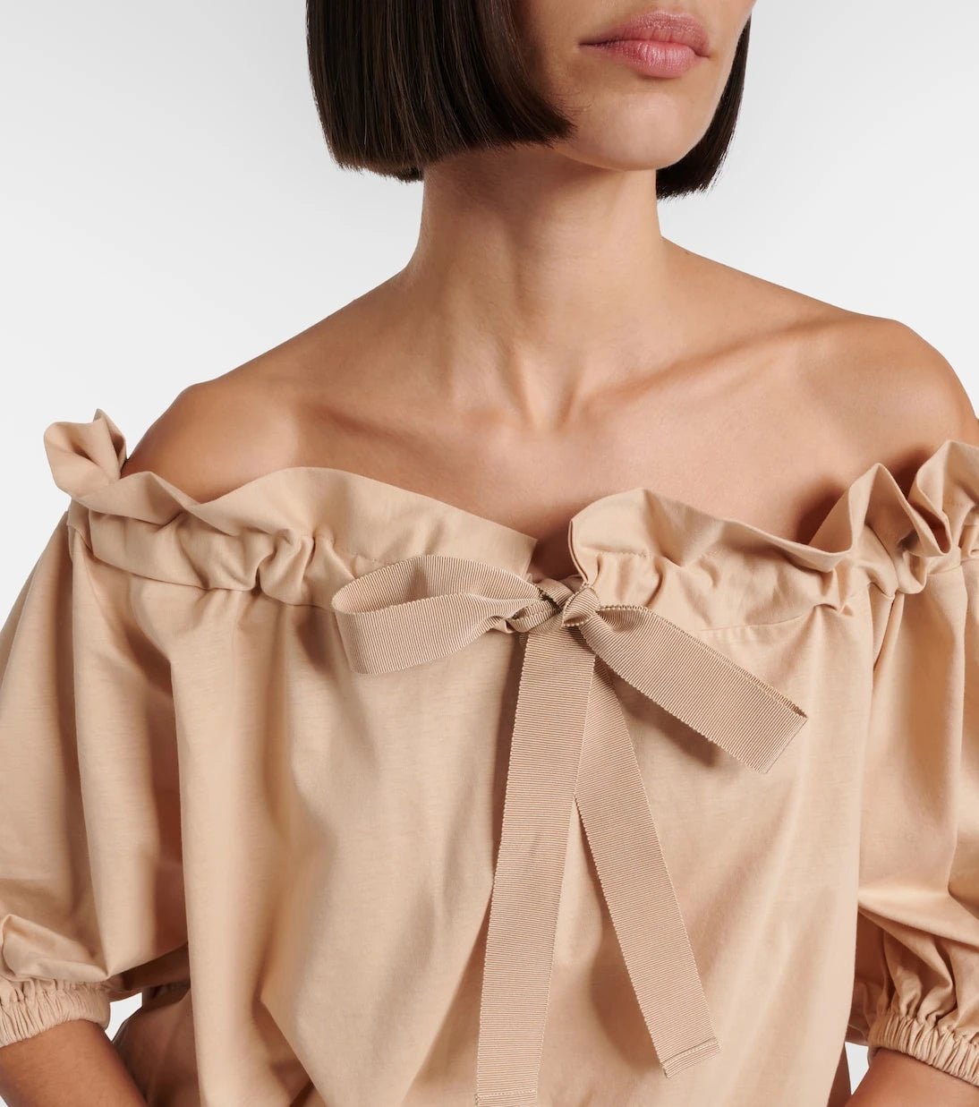 Patou - Tie-neck cotton faille minidress