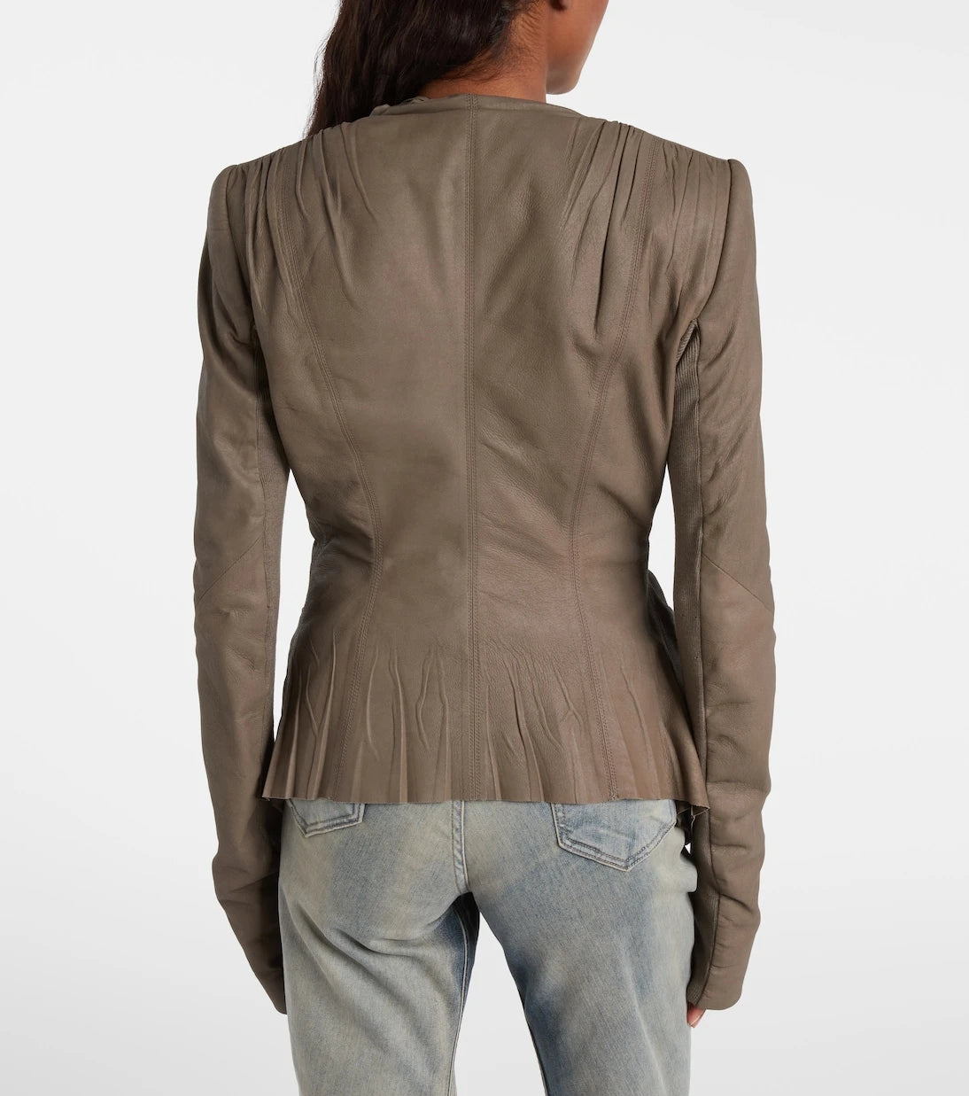 Rick Owens - Hollywood virgin wool-trimmed leather blazer