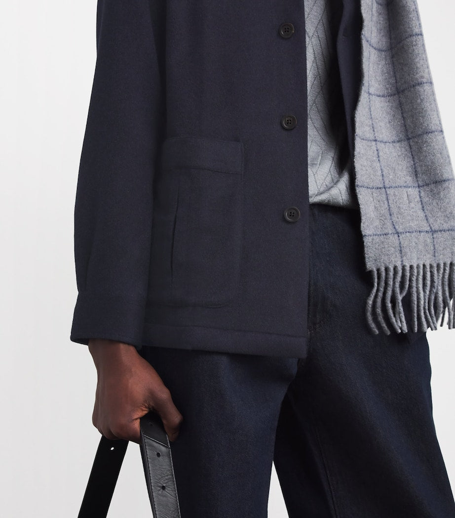 100HANDS Navy Cashmere Single-Breasted Jacket