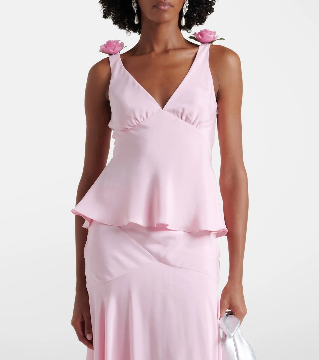 Rodarte - Floral-appliqué silk crêpe top