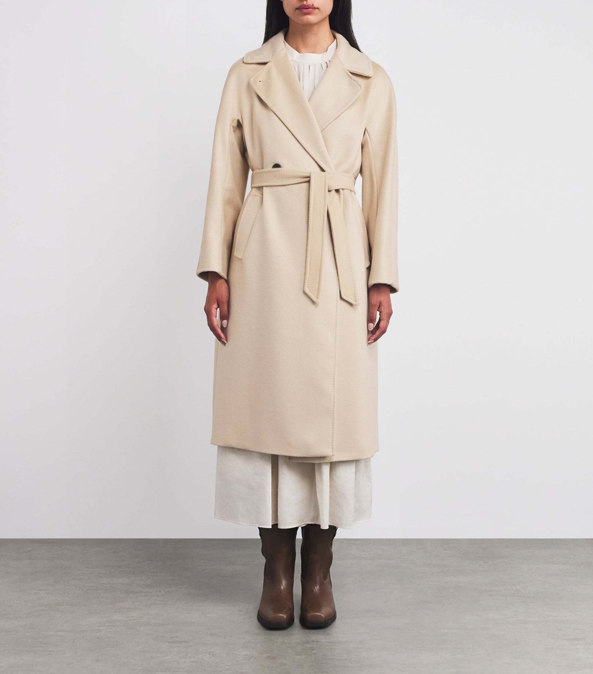 Weekend Max Mara White Virgin Wool Belted Coat