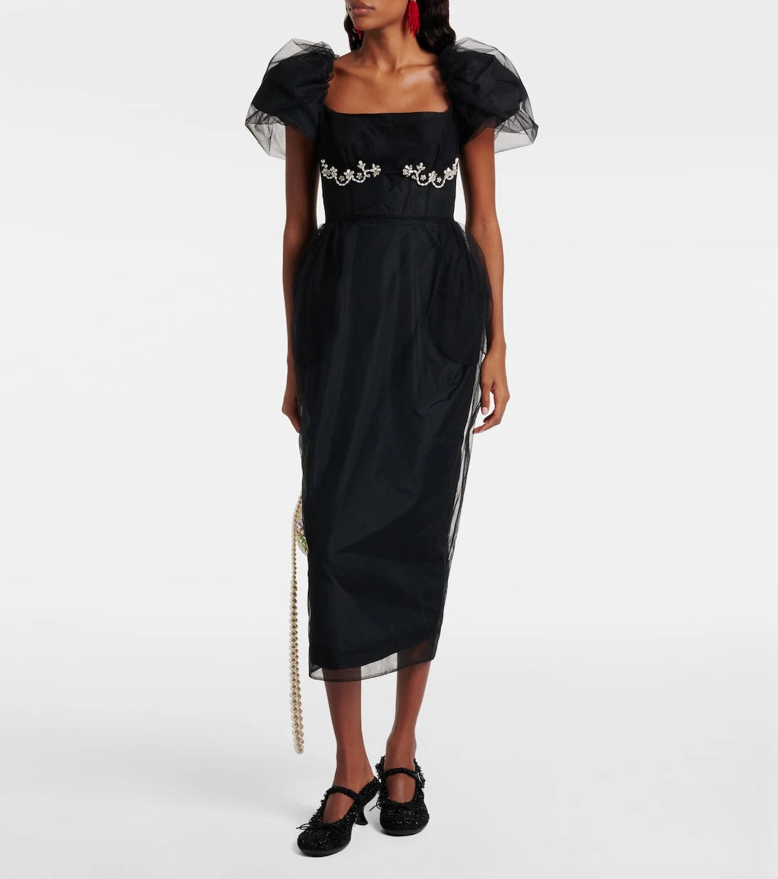 Simone Rocha - فستان ميدي من التول المطرز