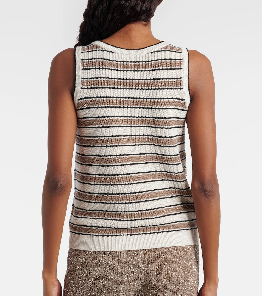 Brunello Cucinelli - Striped cotton-blend top