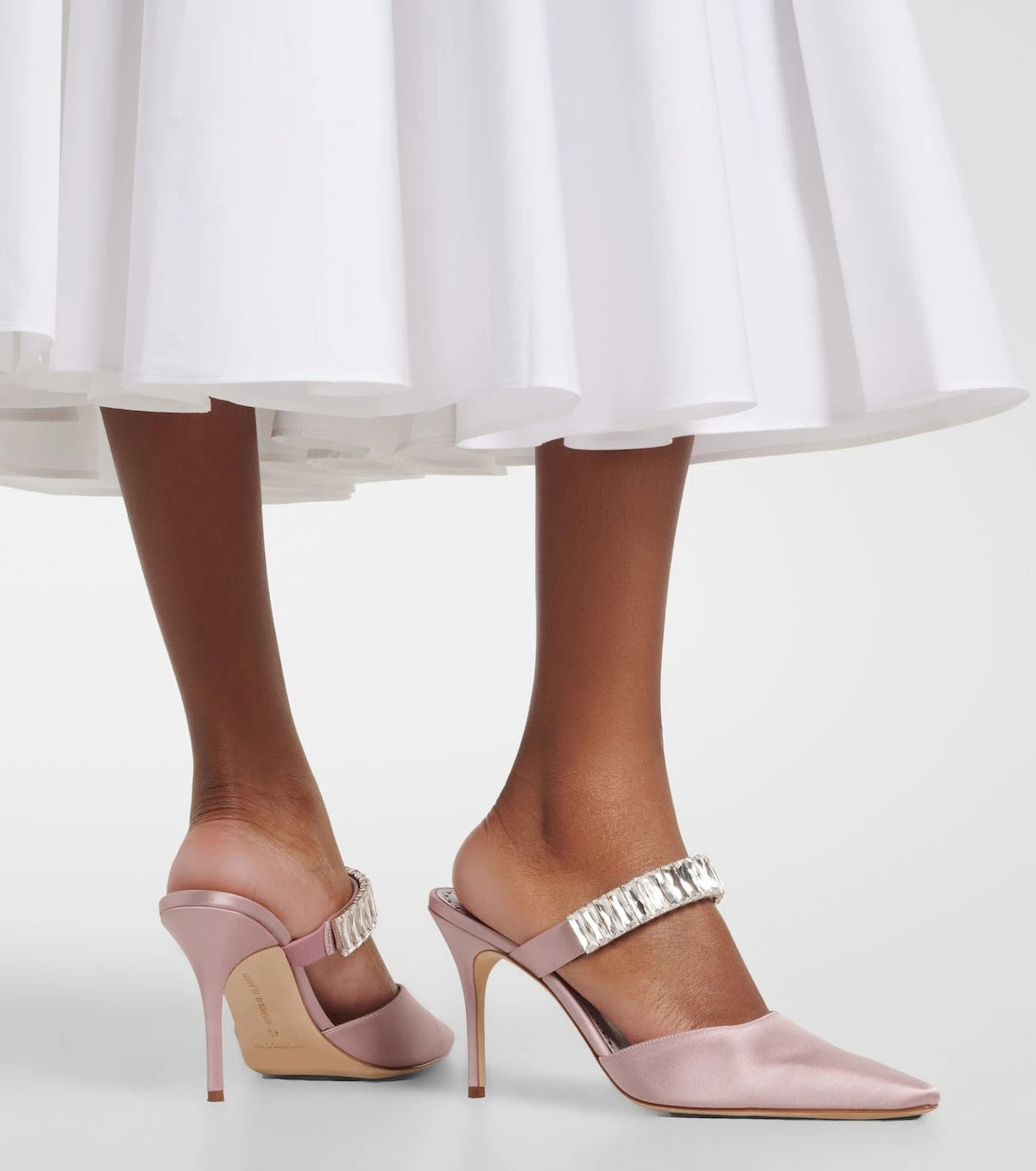 Manolo Blahnik - Zumbon embellished satin mules