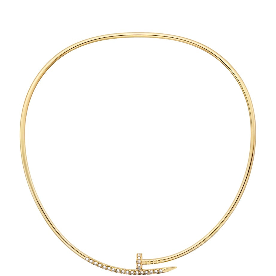 Small Yellow Gold and Diamond Juste un Clou Torque Necklace