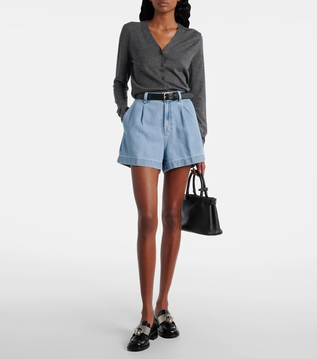 7 For All Mankind - Hana pleated denim shorts