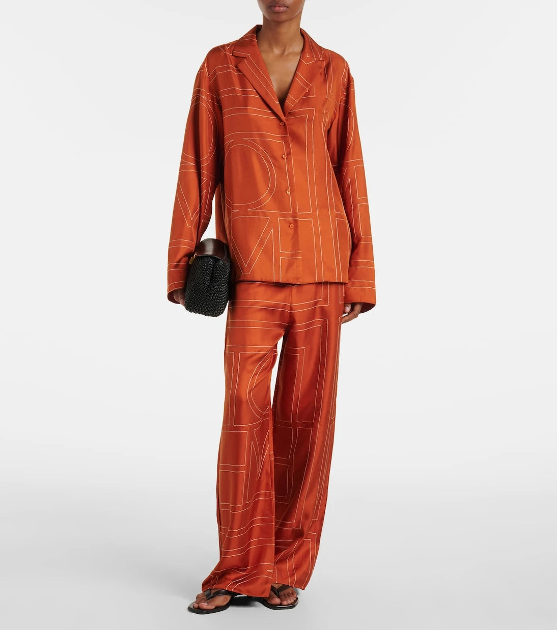 Toteme - Monogram silk twill pajama pants