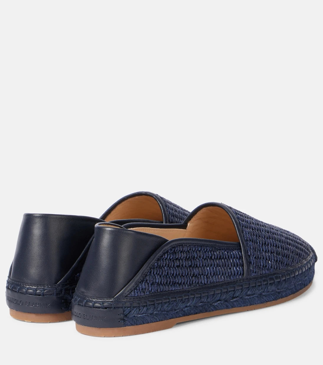 Manolo Blahnik - Espadra leather-trimmed raffia espadrilles
