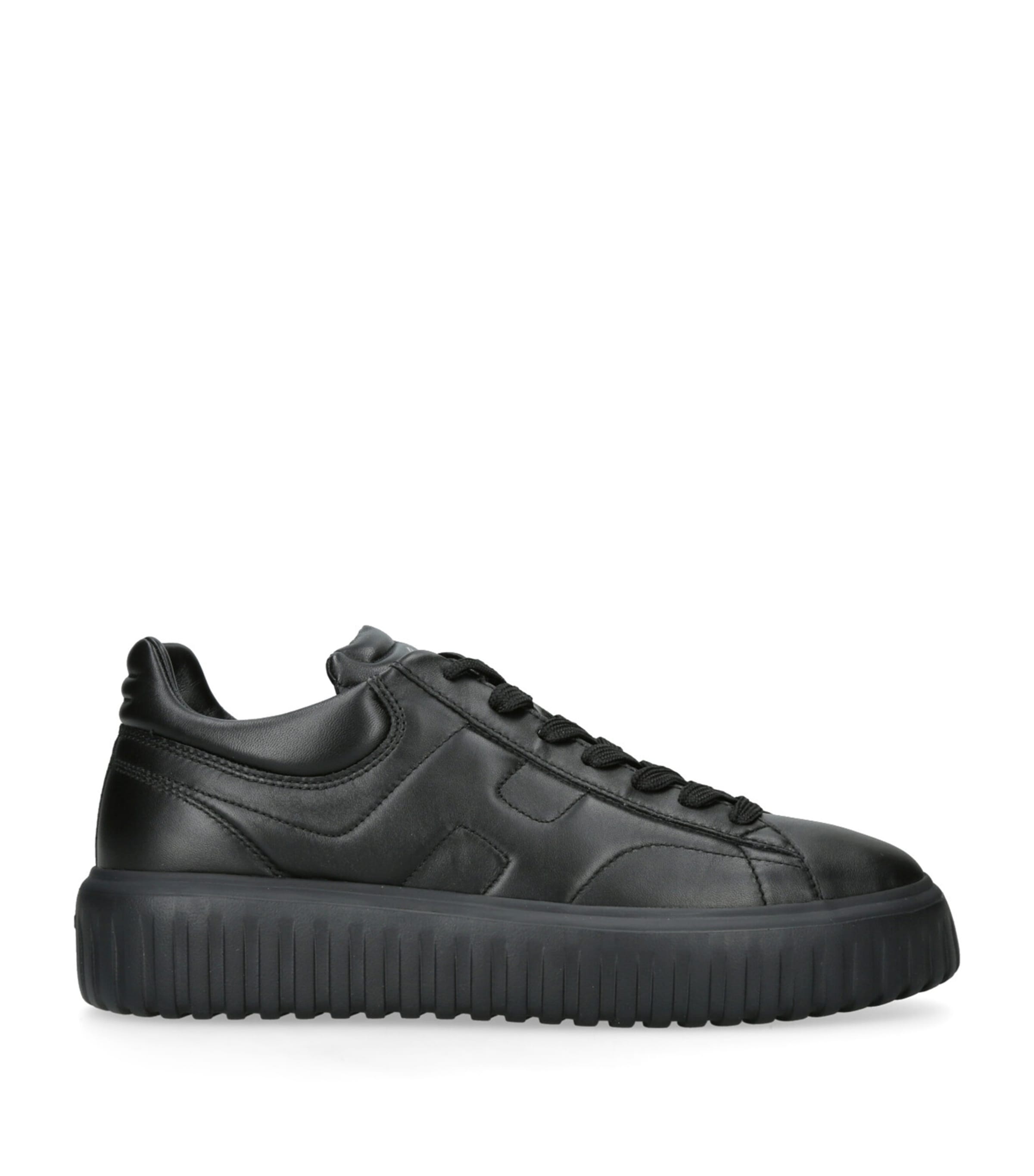 Leather H-Stripes Tread Sneakers BLACK