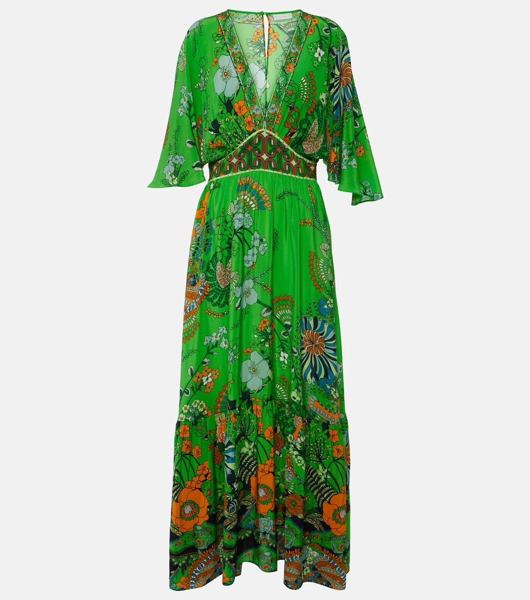 Camilla - Embellished floral silk maxi dress