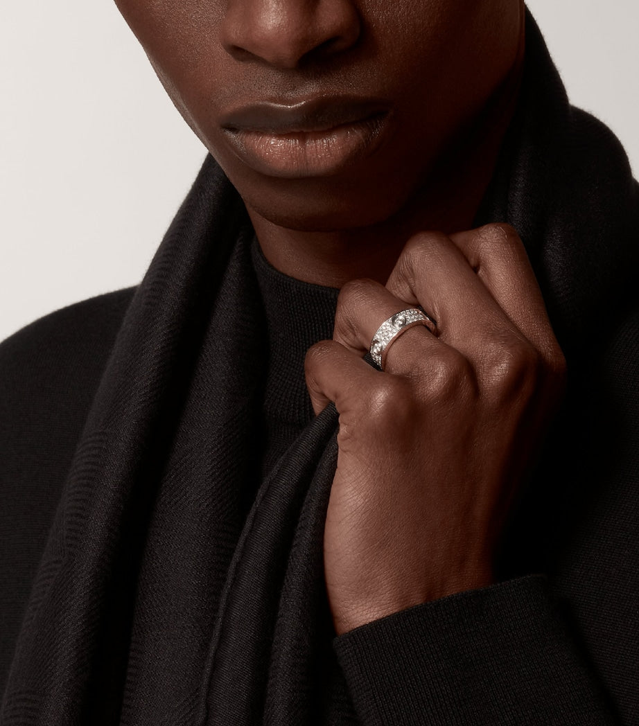 White Gold and Diamond LOVE Ring