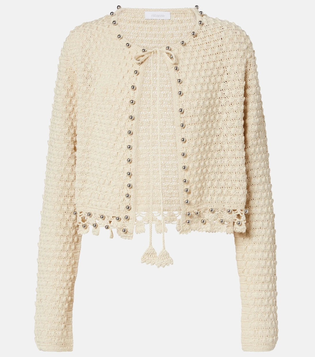 Rabanne - Embellished crochet cotton cardigan