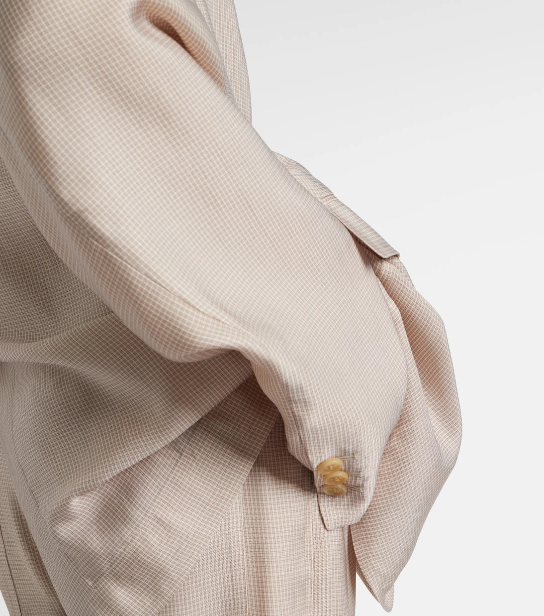 Acne Studios - سترة بليزر بتفاصيل وشاح كاروهات
