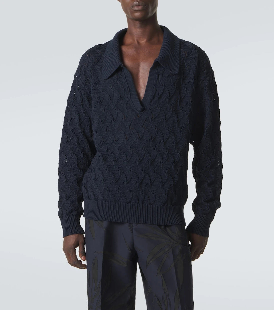 Dries Van Noten - Open-knit cotton polo sweater