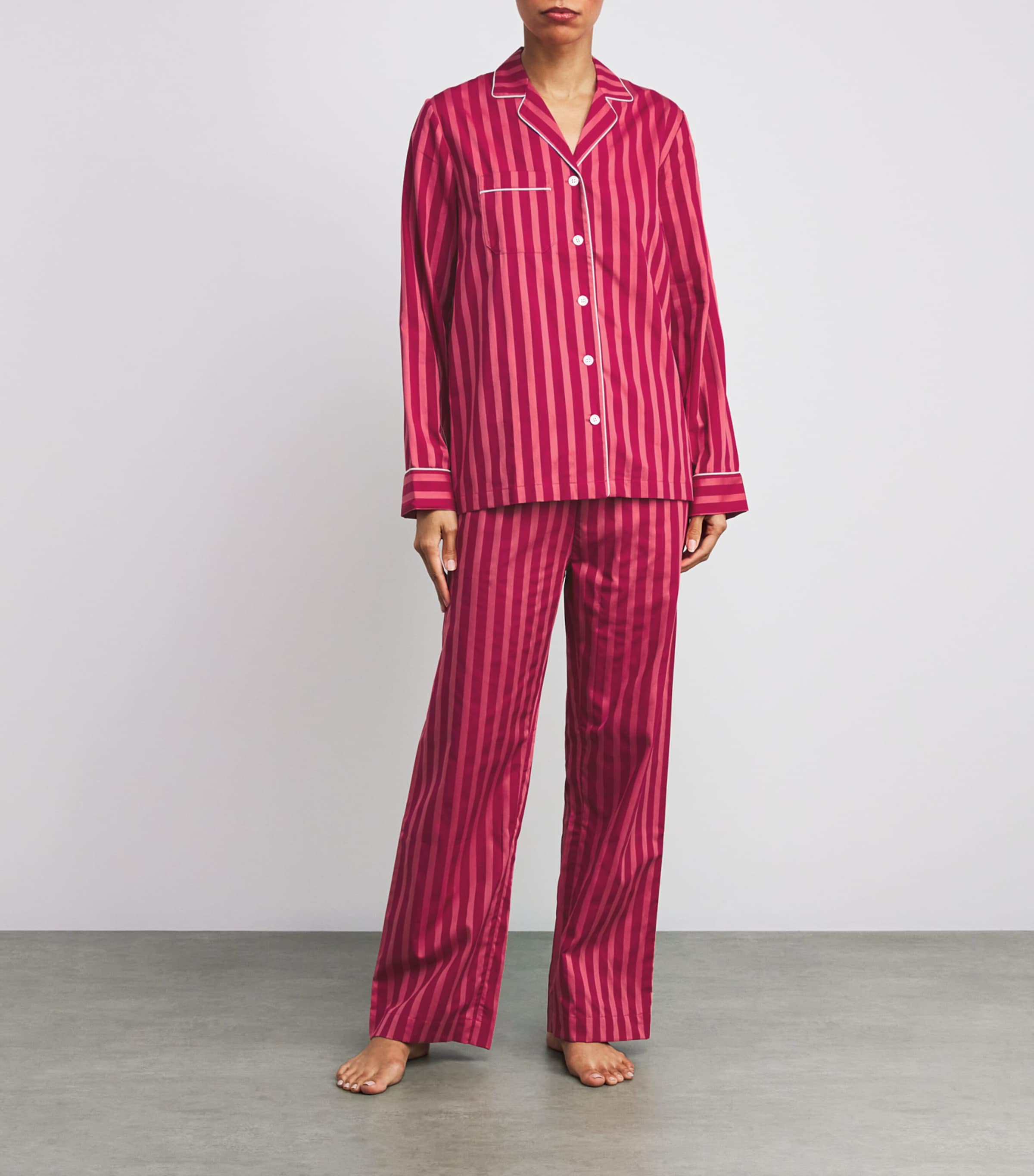 Derek Rose Pink Cotton Stripe Pyjama Set