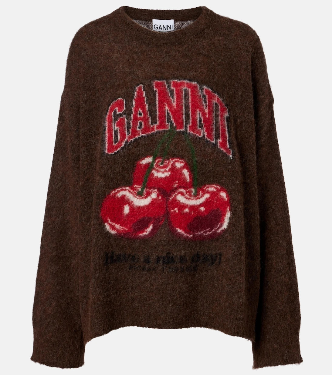 Ganni - Printed alpaca and wool-blend sweater
