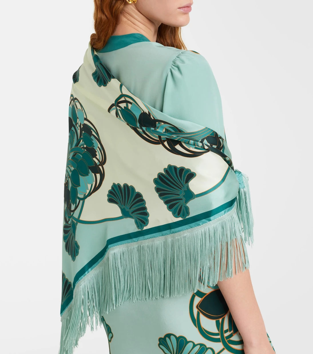 La DoubleJ - Fringed printed silk twill scarf