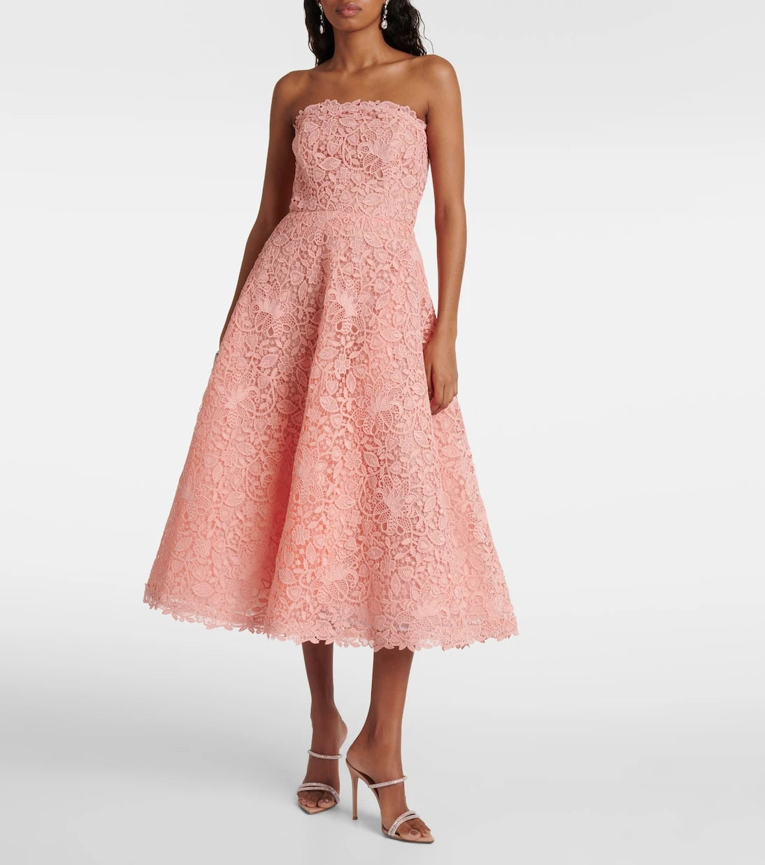Carolina Herrera - Strapless guipure lace midi dress