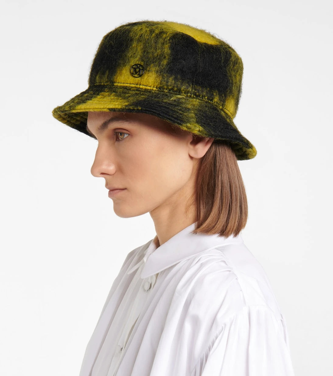 Maison Michel - Jason checked mohair-blend bucket hat