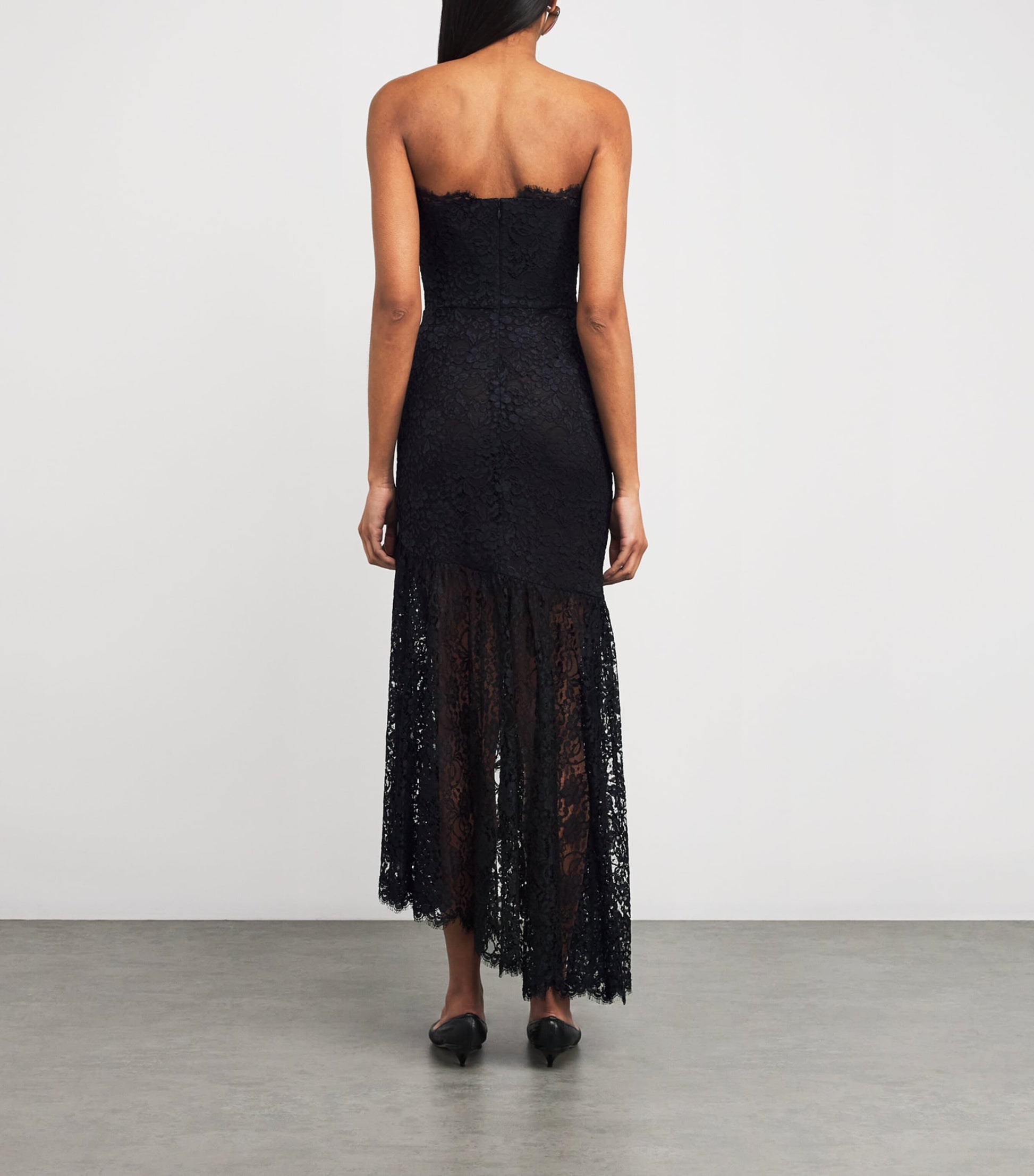 Strapless Lace-Detail Maxi Dress 0900 BLACK