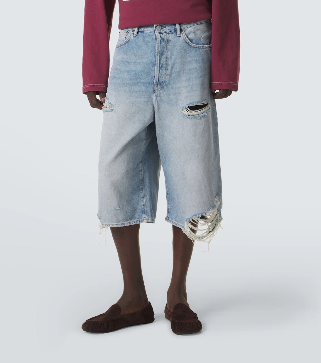 Acne Studios - Distressed denim Bermuda shorts