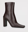 Alaïa Brown Leather Square-Toe Ankle Boots 90
