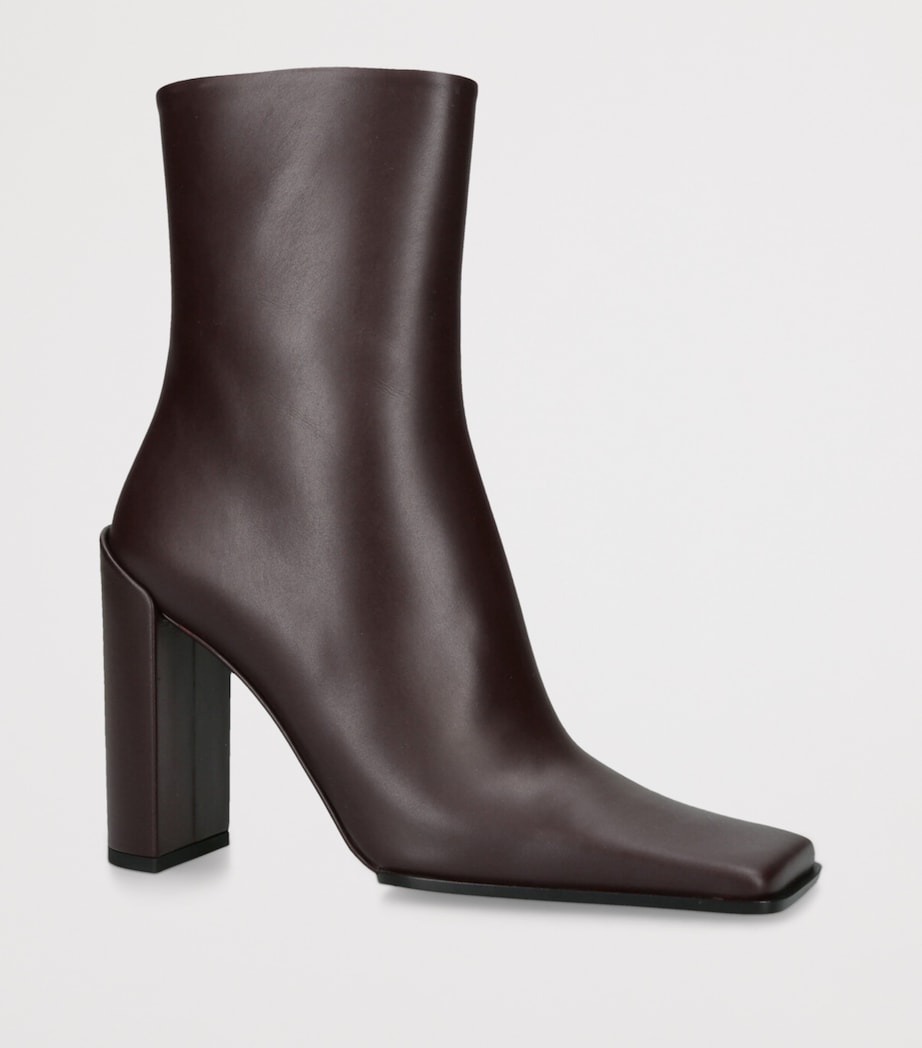 Alaïa Brown Leather Square-Toe Ankle Boots 90
