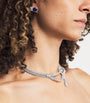 White Gold and Diamond Y-Couture Leaf Choker
