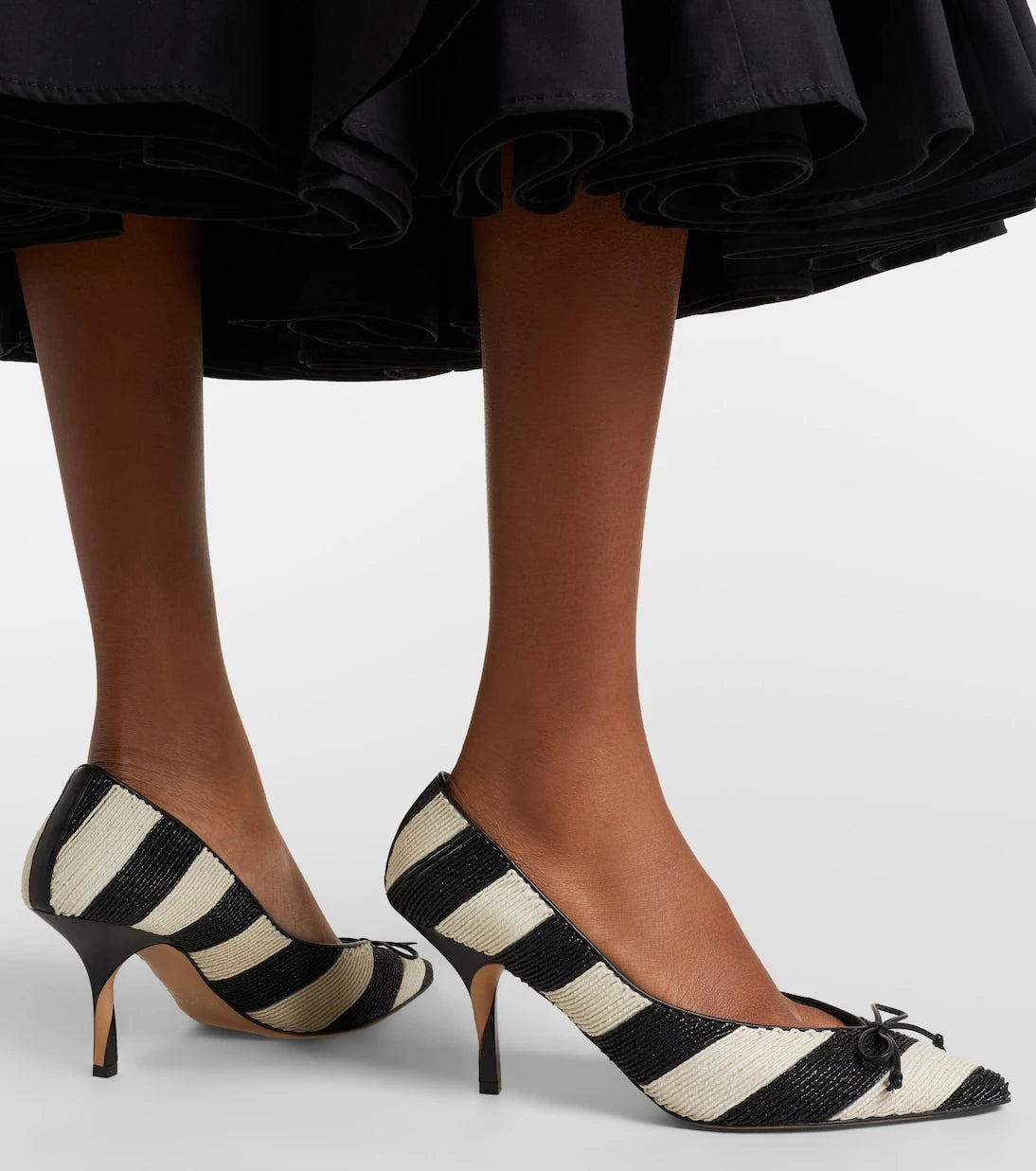Jacquemus - Tourni striped raffia-effect pumps