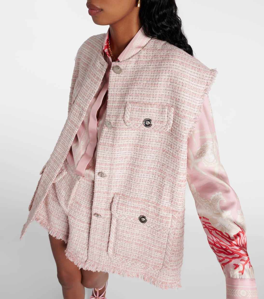 Versace - Oversized tweed vest