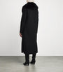 Yves Salomon Black Wool-Cashmere Fur-Trim Coat