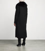 Yves Salomon Black Wool-Cashmere Fur-Trim Coat